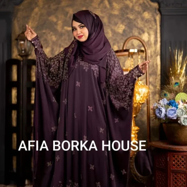 Sayara 𝗣𝗿𝗲𝗺𝗶𝘂𝗺 𝗦𝗮𝗳𝗳𝗿𝗼𝗻 Jafran 𝗙𝗮𝗯𝗿𝗶𝗰𝘀 Abaya Deep Kolija Colour