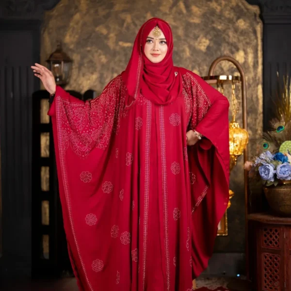 Mahera 4-Part Attest Koti Abaya Merun Colour