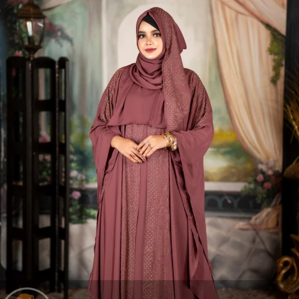New 4-Part Ramisa Abaya Onion Pink Colour