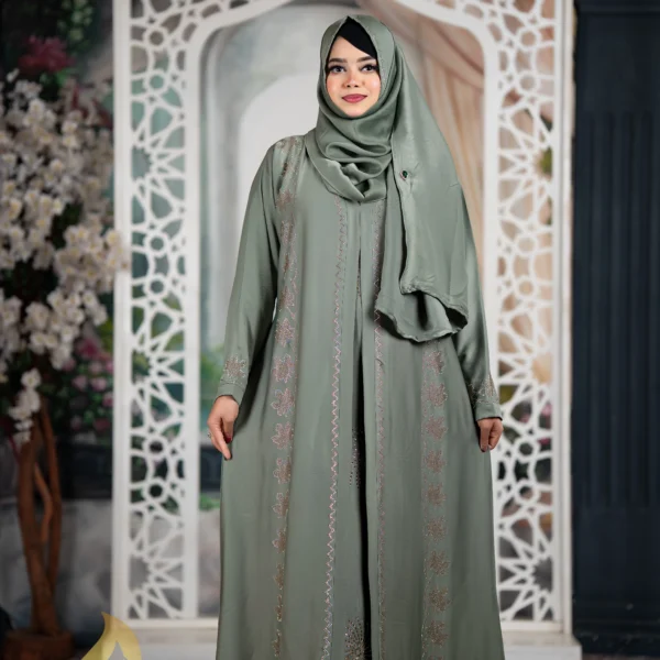 Afra 4-Part Attest Koti Party Borka Light Sea Green Colour
