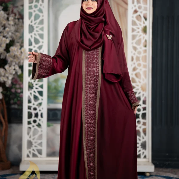Arabian Style Jafran đđŽđ¯đŋđļđ°đ Embroidery Burqa Merun Colour