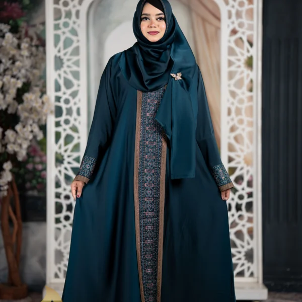 Arabian Style Jafran đđŽđ¯đŋđļđ°đ Embroidery Burqa See Green Colour