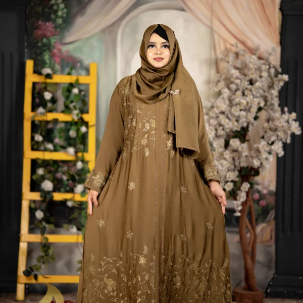 Maliha Jafran 𝗙𝗮𝗯𝗿𝗶𝗰𝘀 Embroidery BORKA Soft Olive Colour